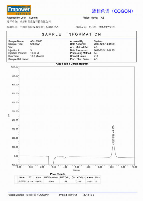 98 +% Astragaloside 4 Astragalus Root Anti-inflammation Improving Heart Lung Function HPLC-ELSD